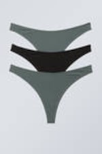 Sage / Black - 3-pack Soft Thongs - 0