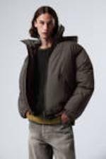 Dark Grey - Padded Hooded Puffer Jacket - 2