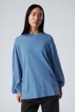 Washed Blue - Long-Sleeved Oversized T-shirt - 0