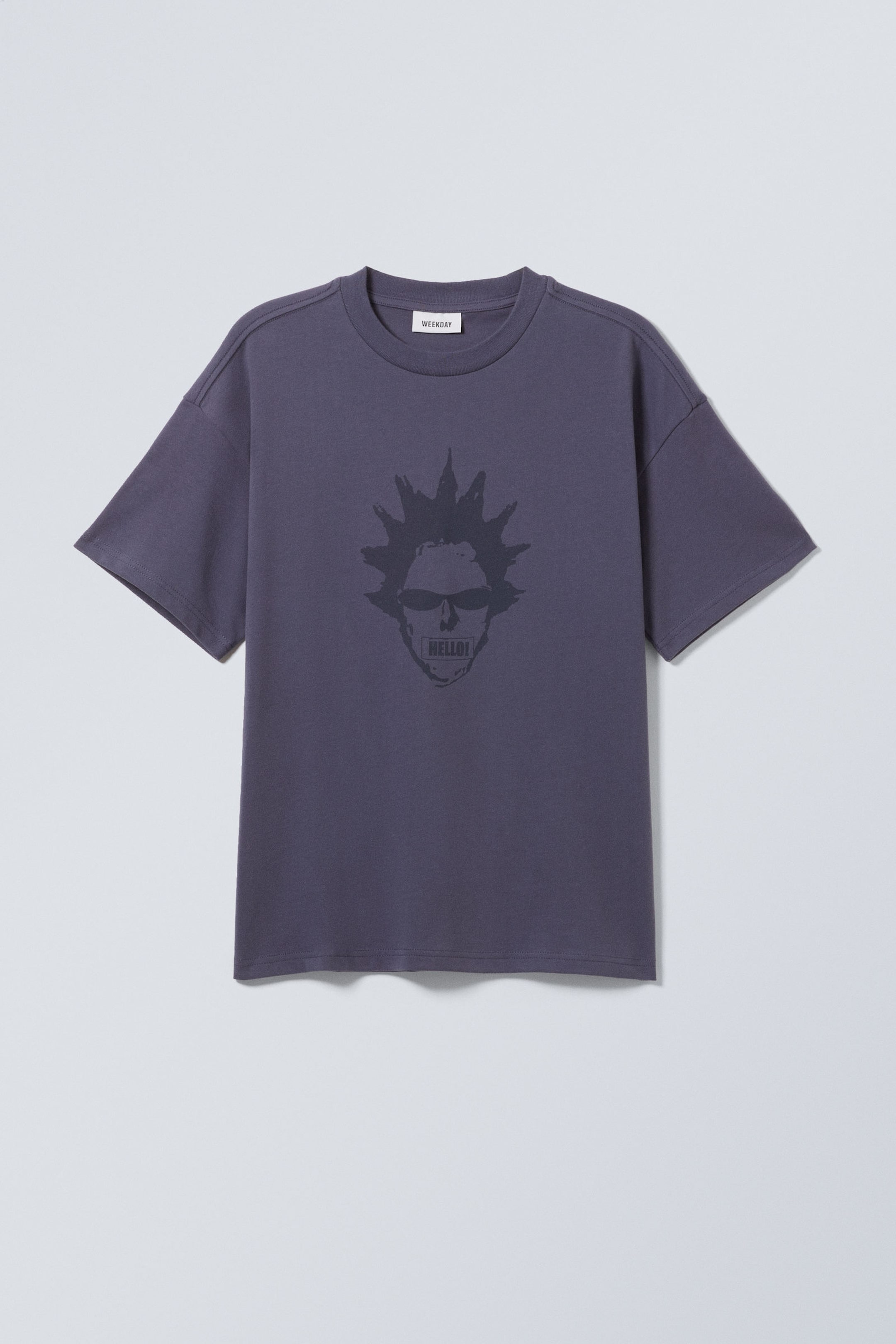 Dark Purple - Hello Man - Great Boxy Printed Graphic Tee - 0