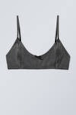 Washed Black - Pointelle Scooped Cotton Bra - 0