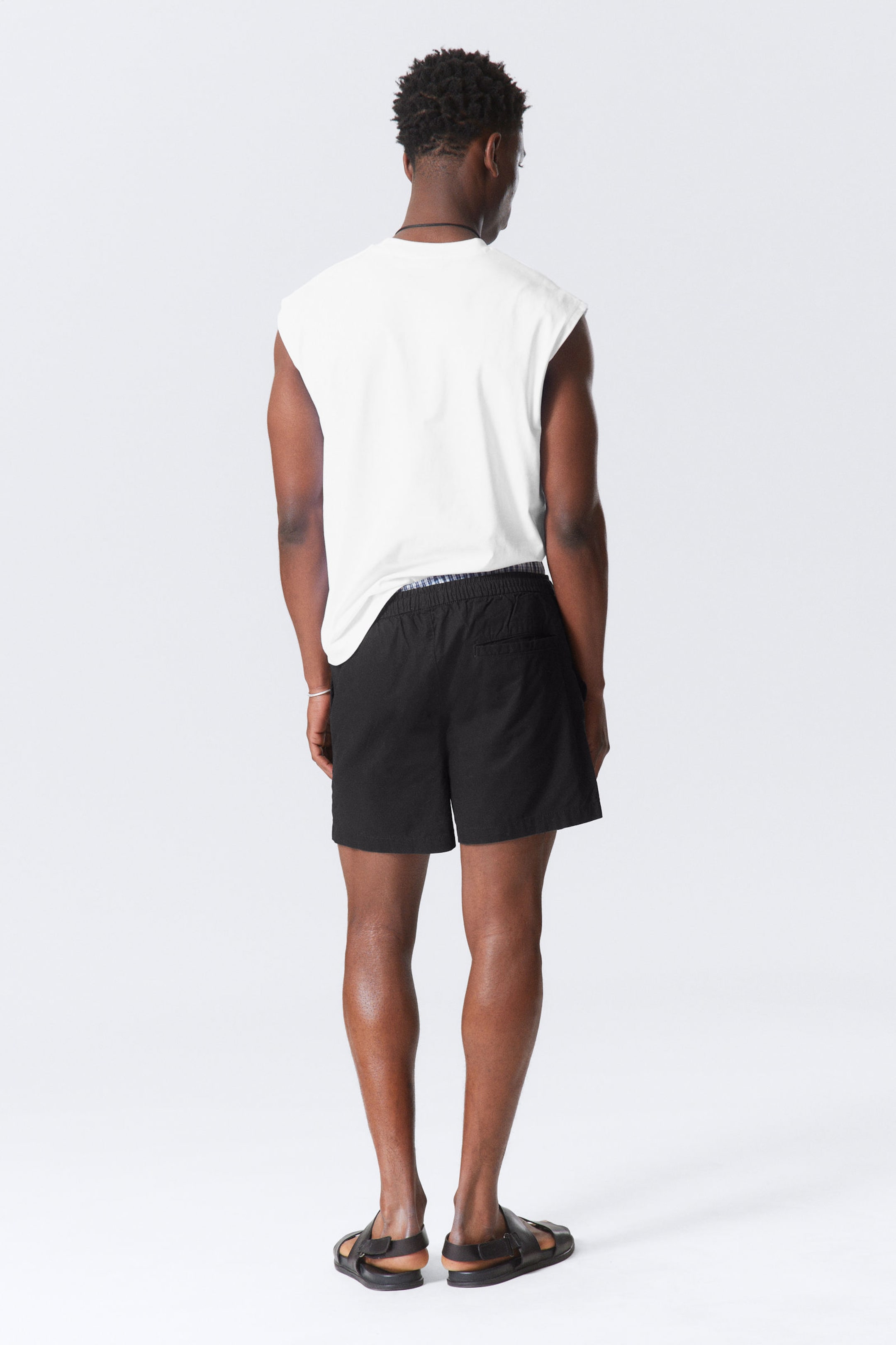 Schwarz - Oxford-Shorts mit normaler Passform - 2
