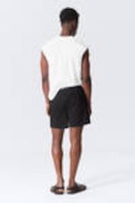 Schwarz - Oxford-Shorts mit normaler Passform - 2