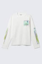White - Surf Paint - Great Boxy Graphic Long Sleeve T-shirt - 4