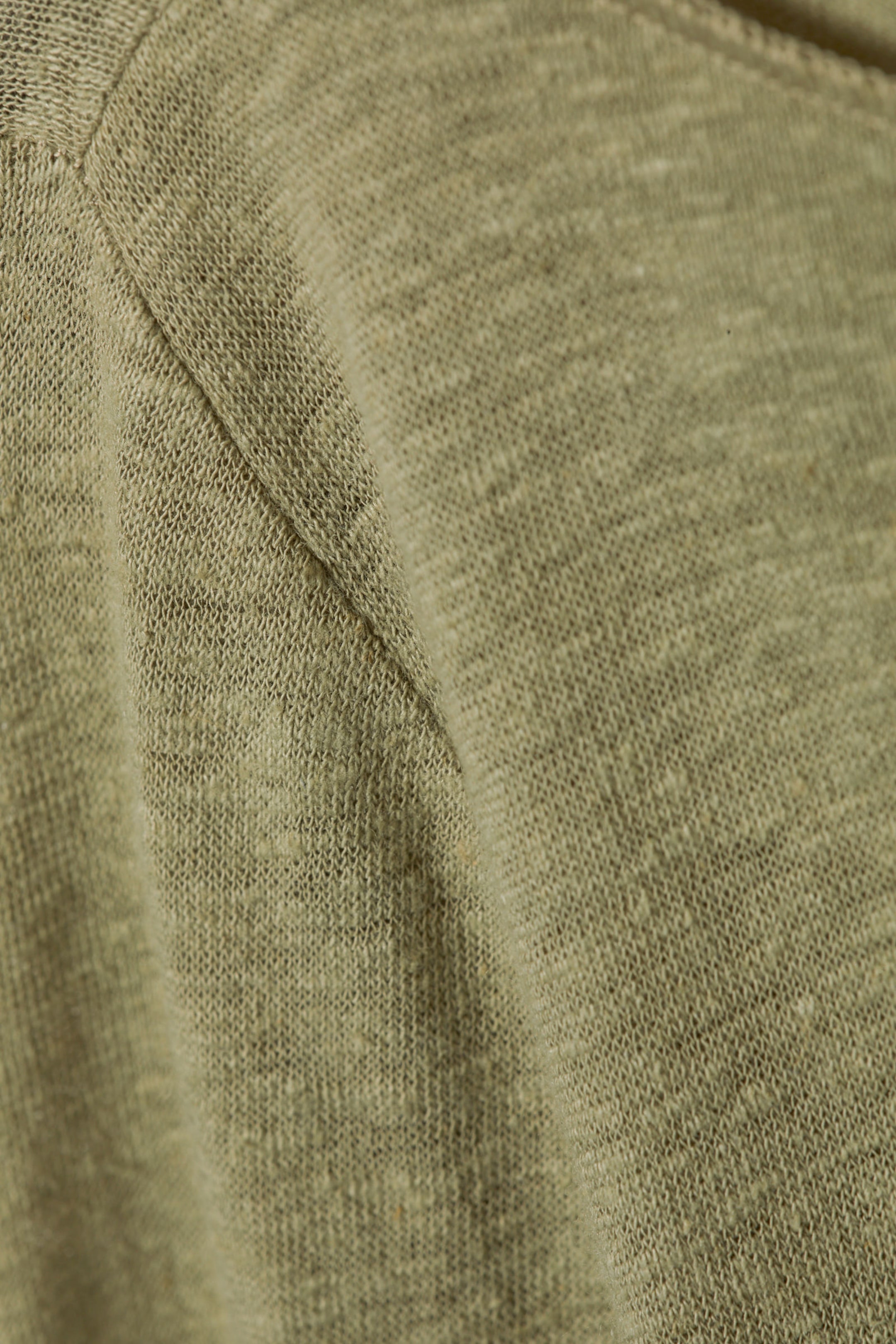 Light Khaki Green - Linen Blend Long Sleeve Top - 1