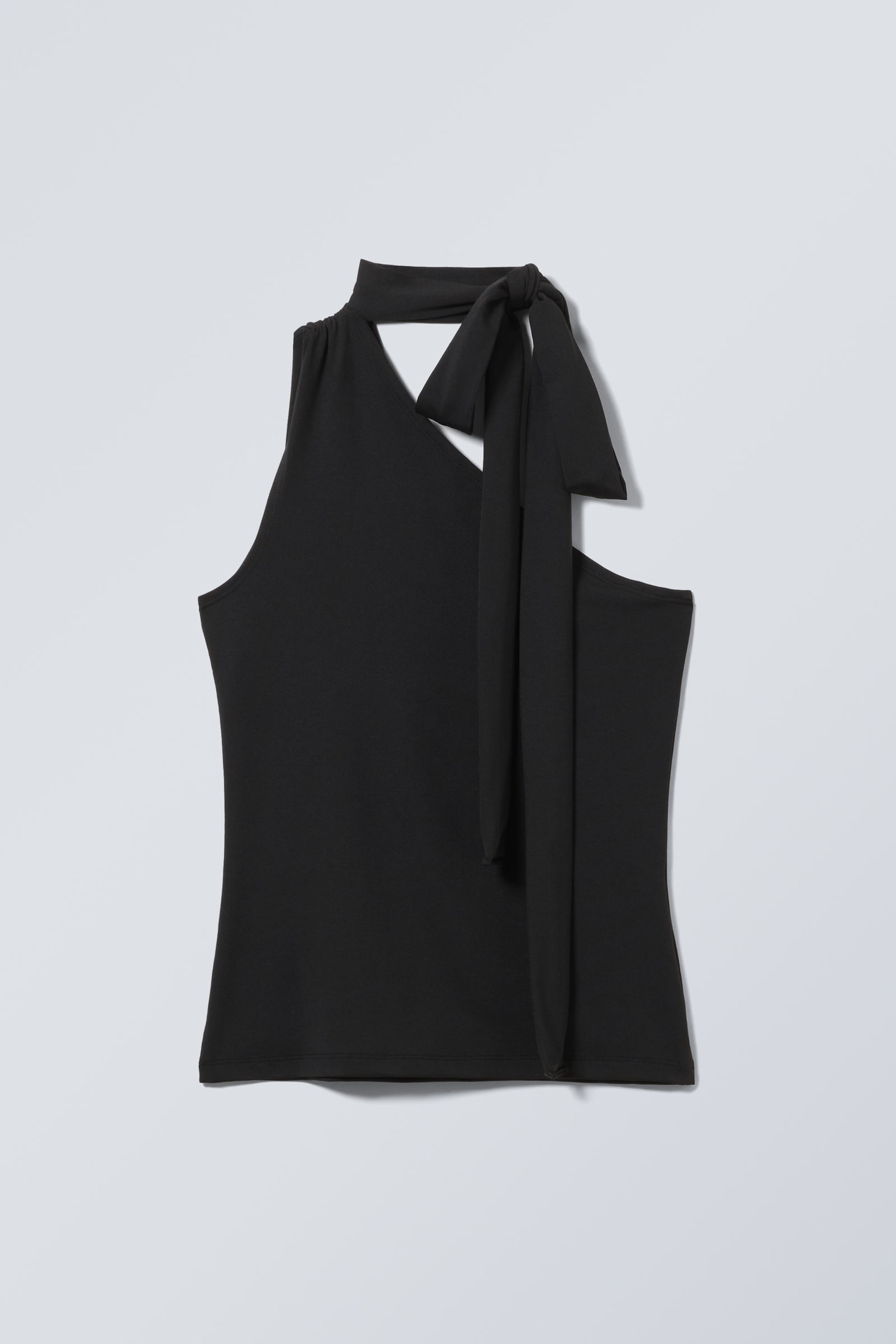 Schwarz - Top mit One-Shoulder-Träger - 0