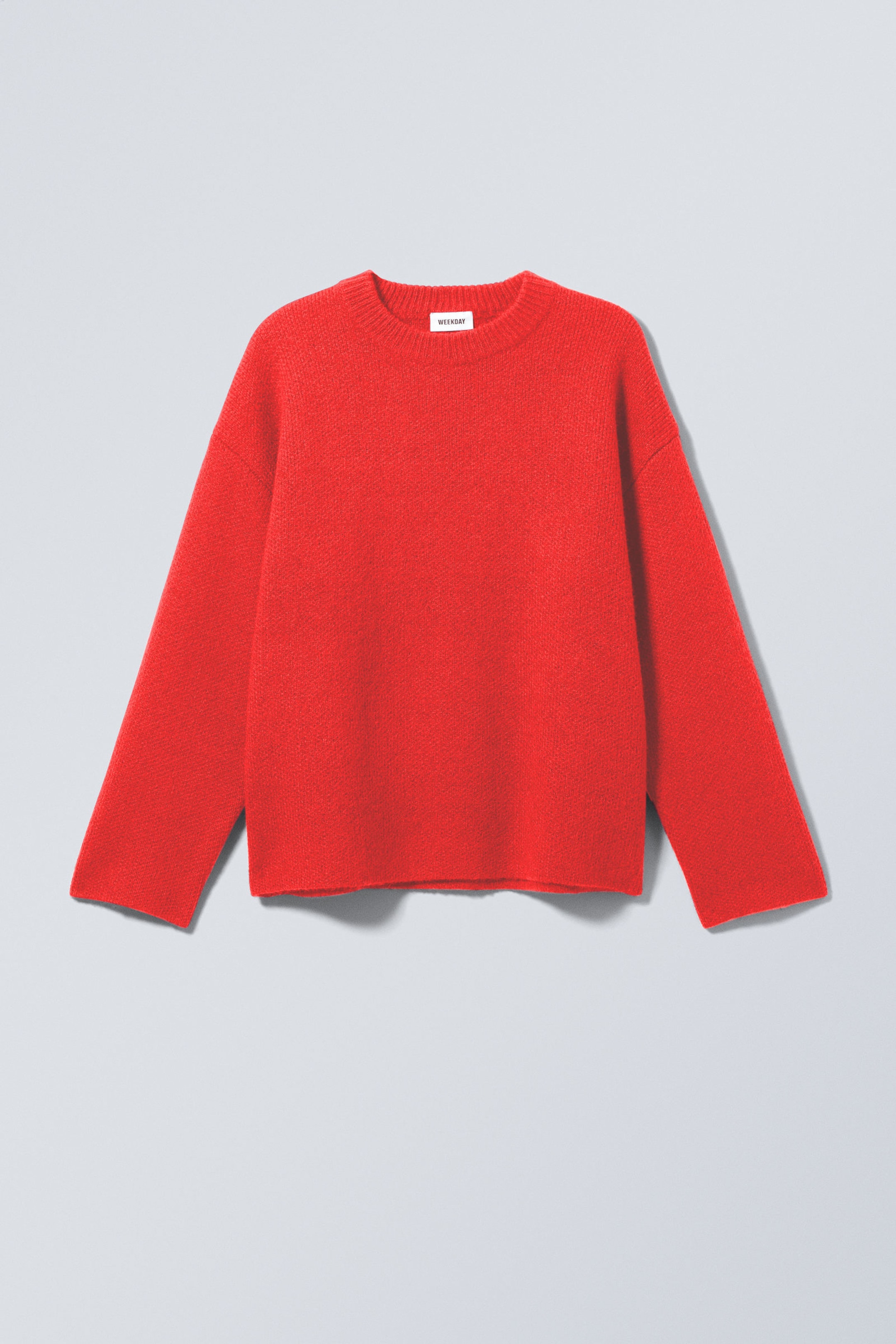 Bright Red - Teo Oversized Wool Blend Knit Sweater - 2