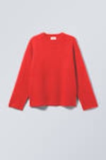 Bright Red - Teo Oversized Wool Blend Knit Sweater - 2