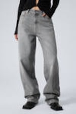 Misty Grey - Hellgrau - Rail Mid Waist Loose Wide Leg Jeans - 1