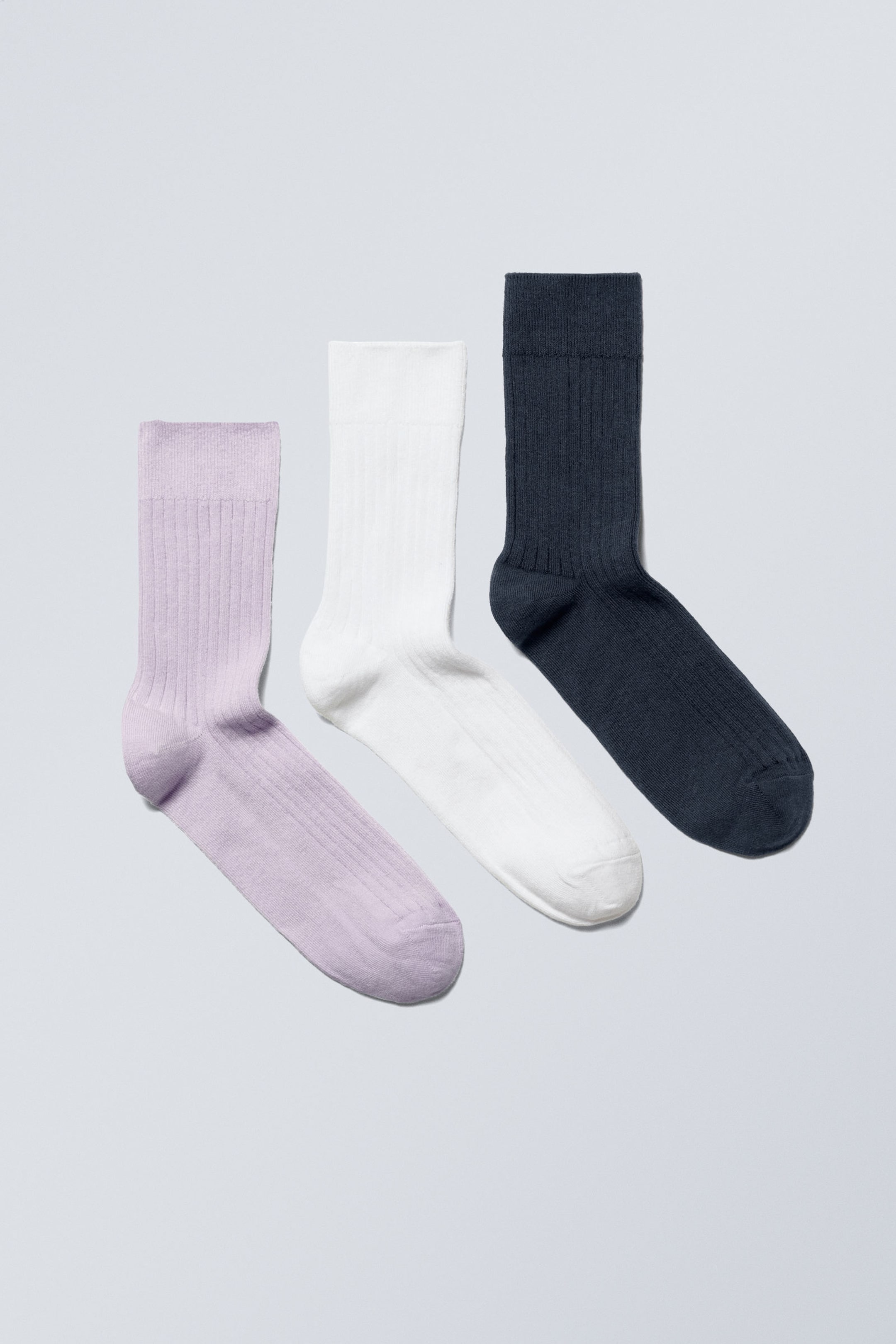 Black White Lilac - 3-pack Selma Socks - 0