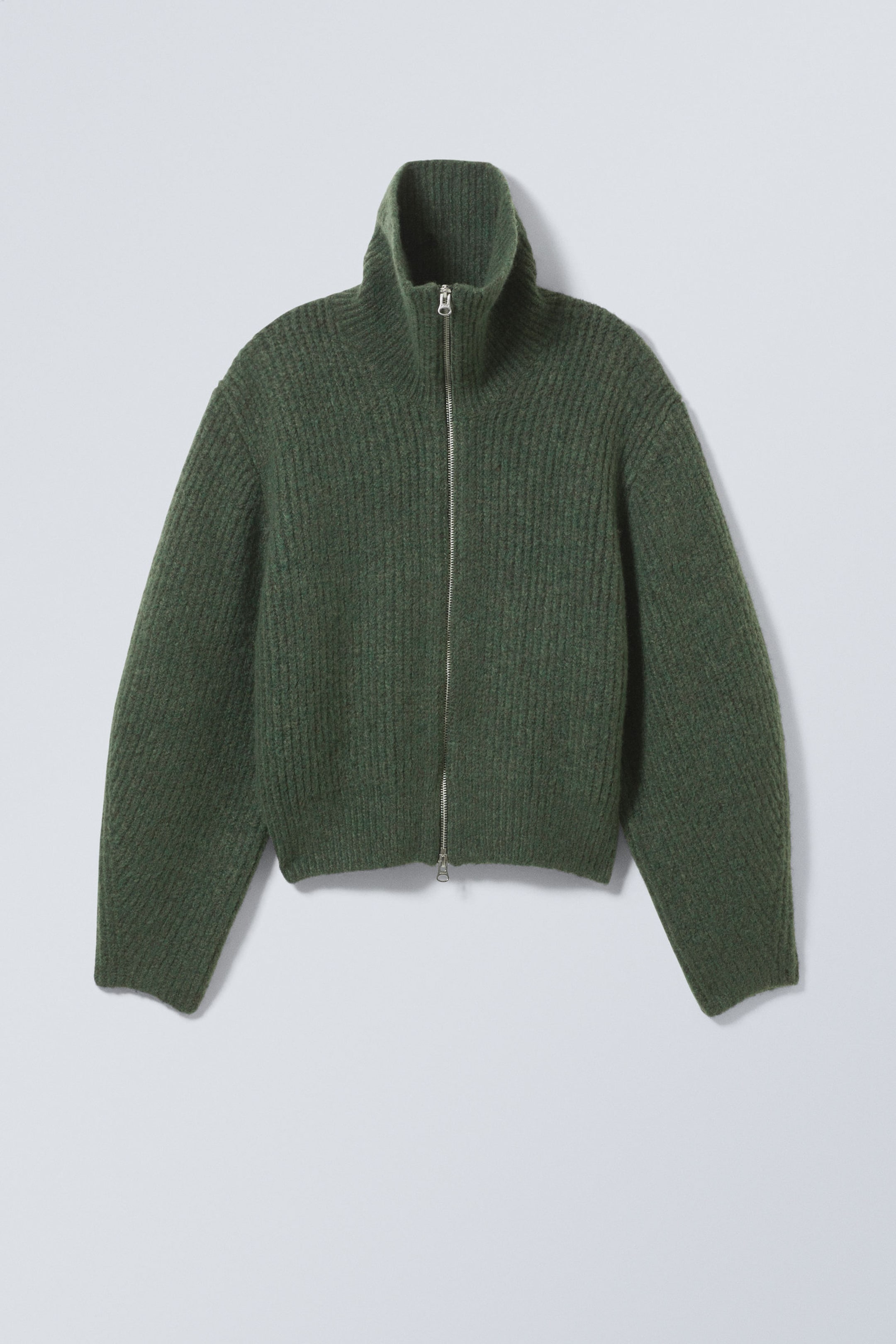 Dark Green - Bea Zip Cardigan - 2