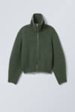 Dark Green - Bea Zip Cardigan - 2