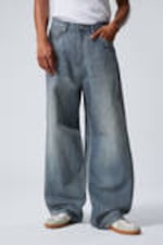 Trove Blue - Medium Blue - Astro Loose Baggy Leg Jeans - 14