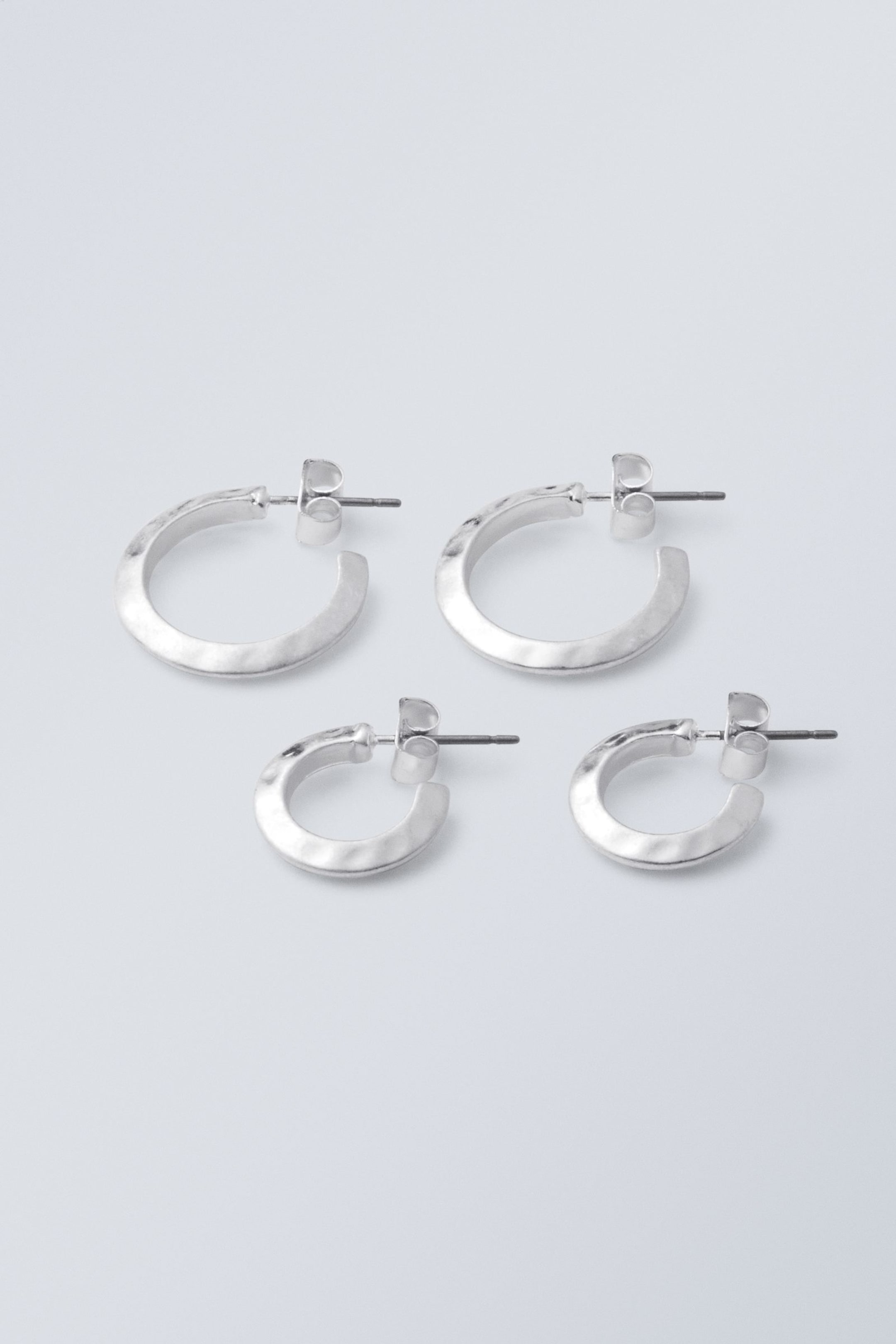 Silver - Hammered Hoops 2-Pack - 0