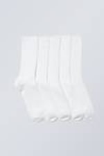 White - 5-pack Rib Socks - 0