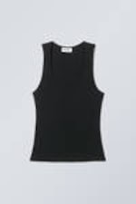 Black - Sheer Rib Tank Top - 0