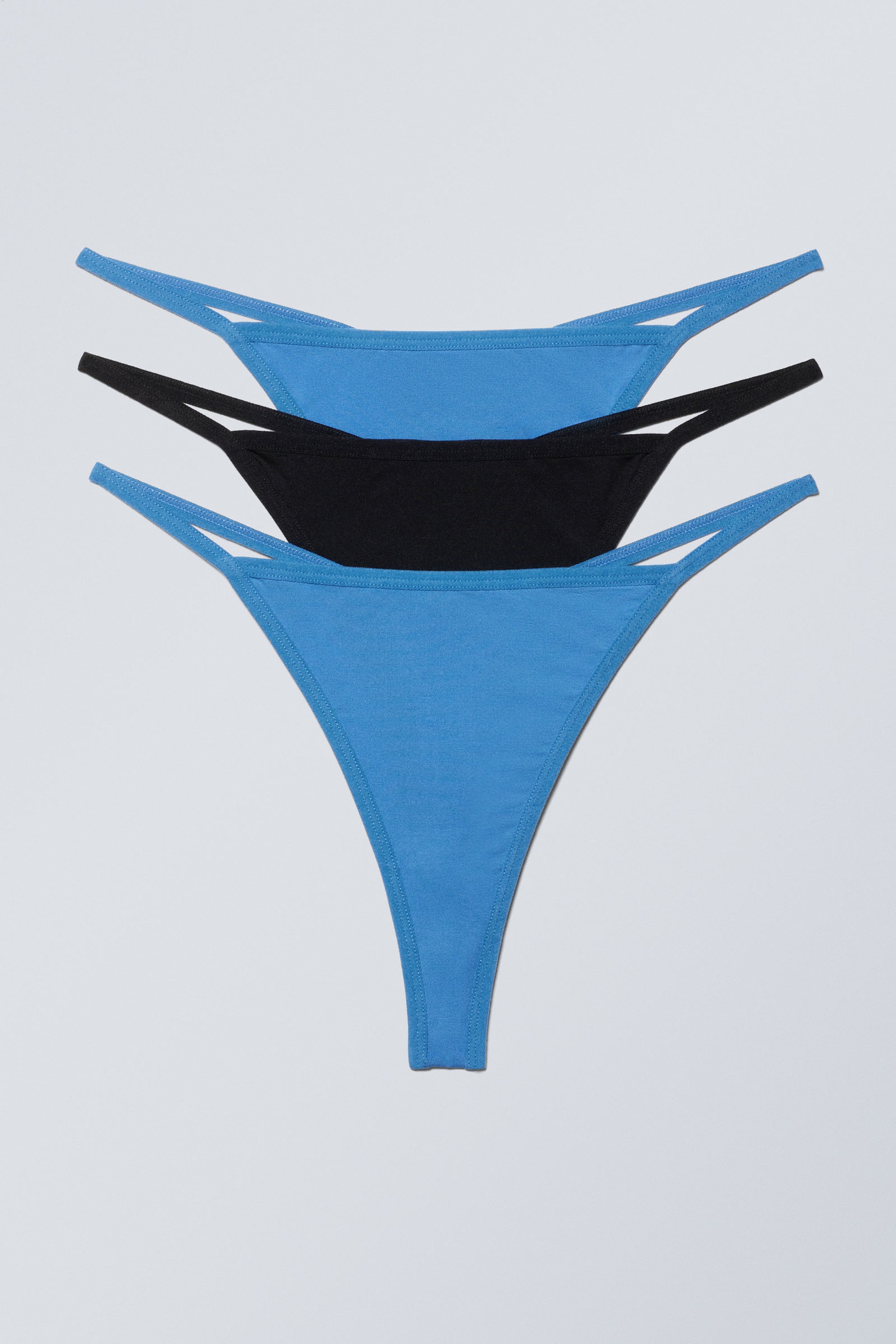 Blau/Schwarz - 3er-Pack Tanga Soul - 0