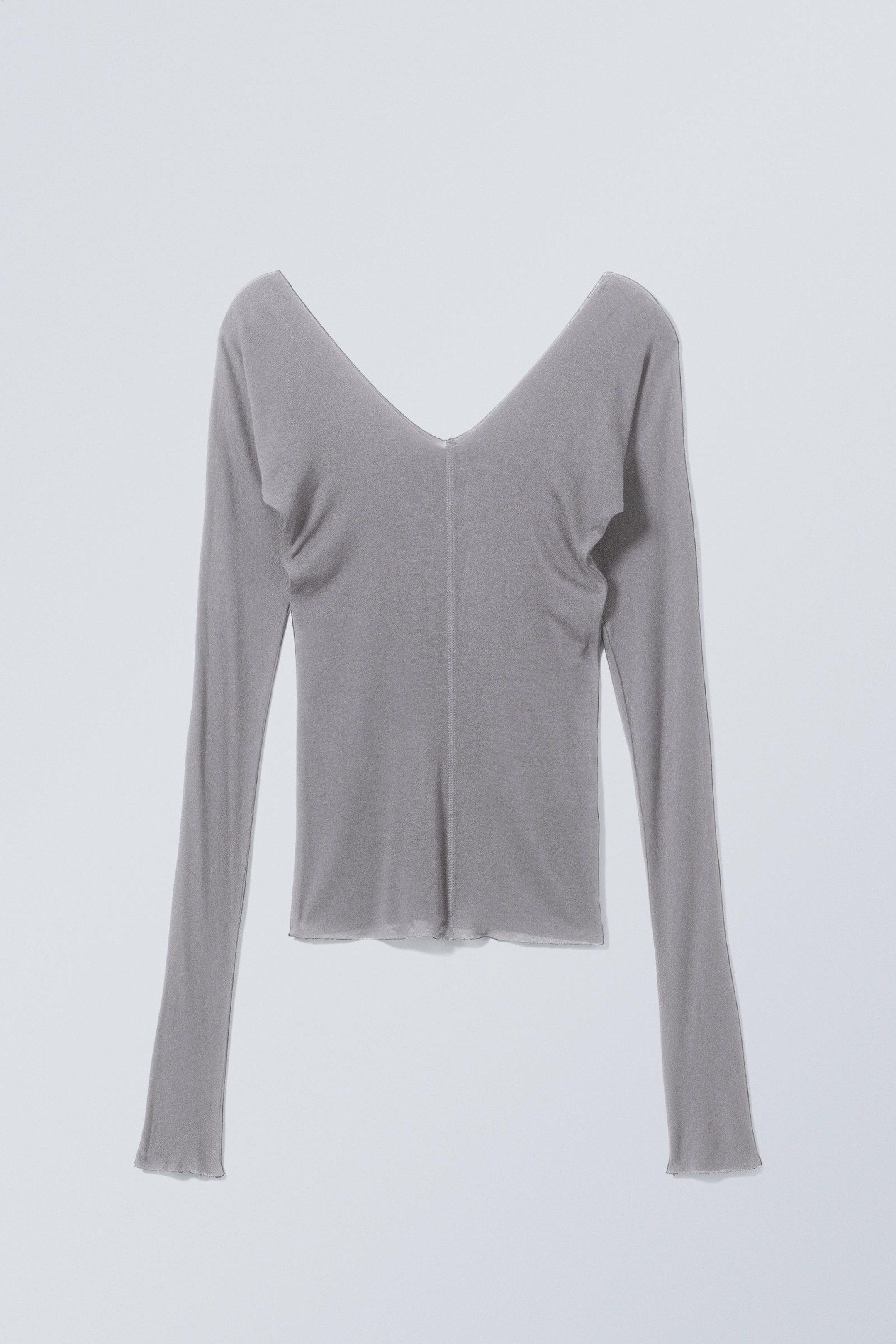 Dusty Grey - Yen Sheer Longsleeve Top - 0