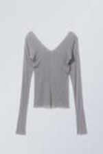 Dusty Grey - Yen Sheer Longsleeve Top - 0