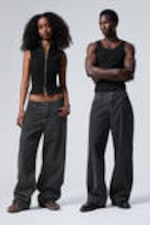 Washed Black - Astro Loose Baggy Corduroy Trousers - 0