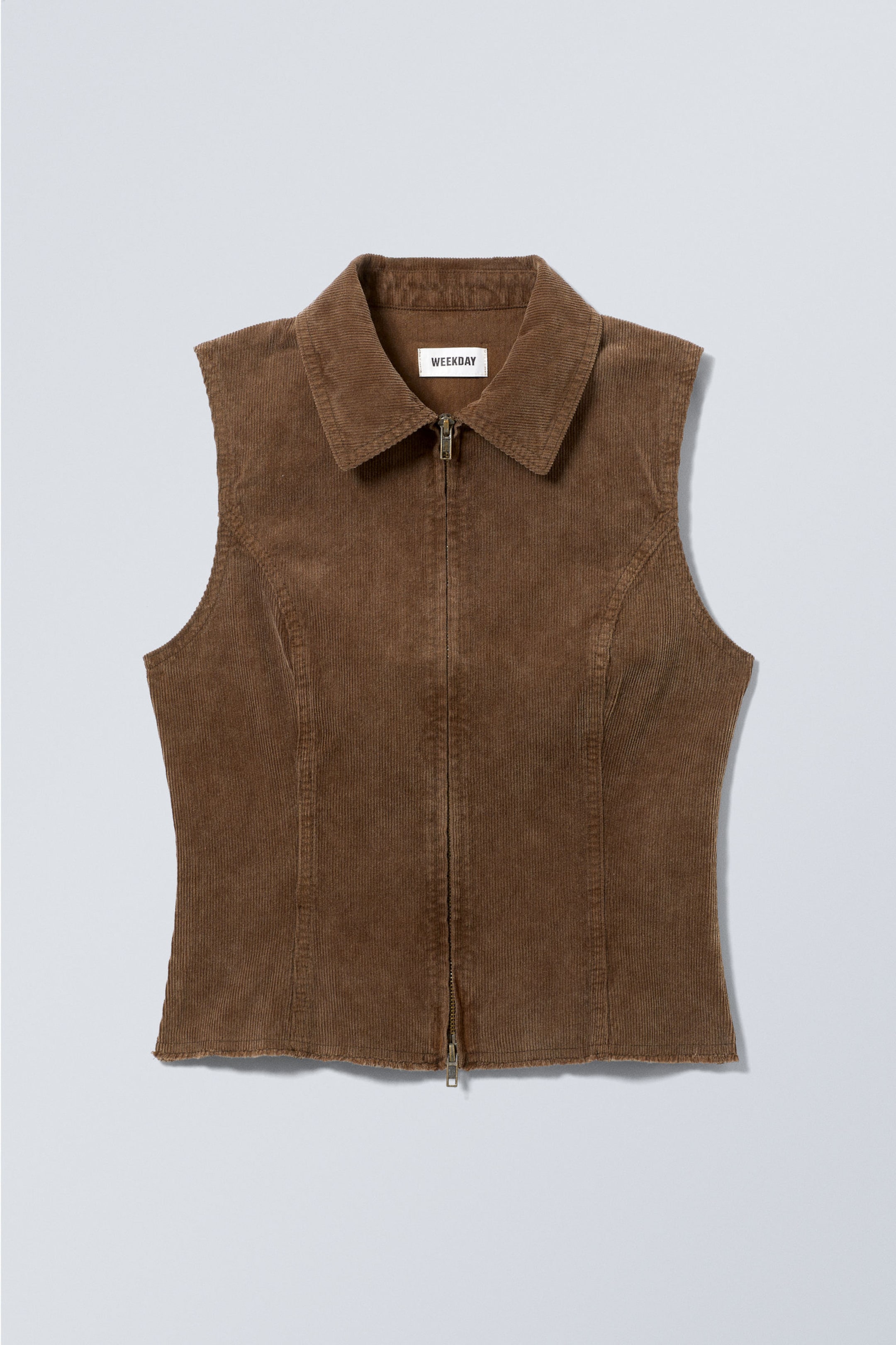 Medium Brown - Slim Zip Vest Top - 2