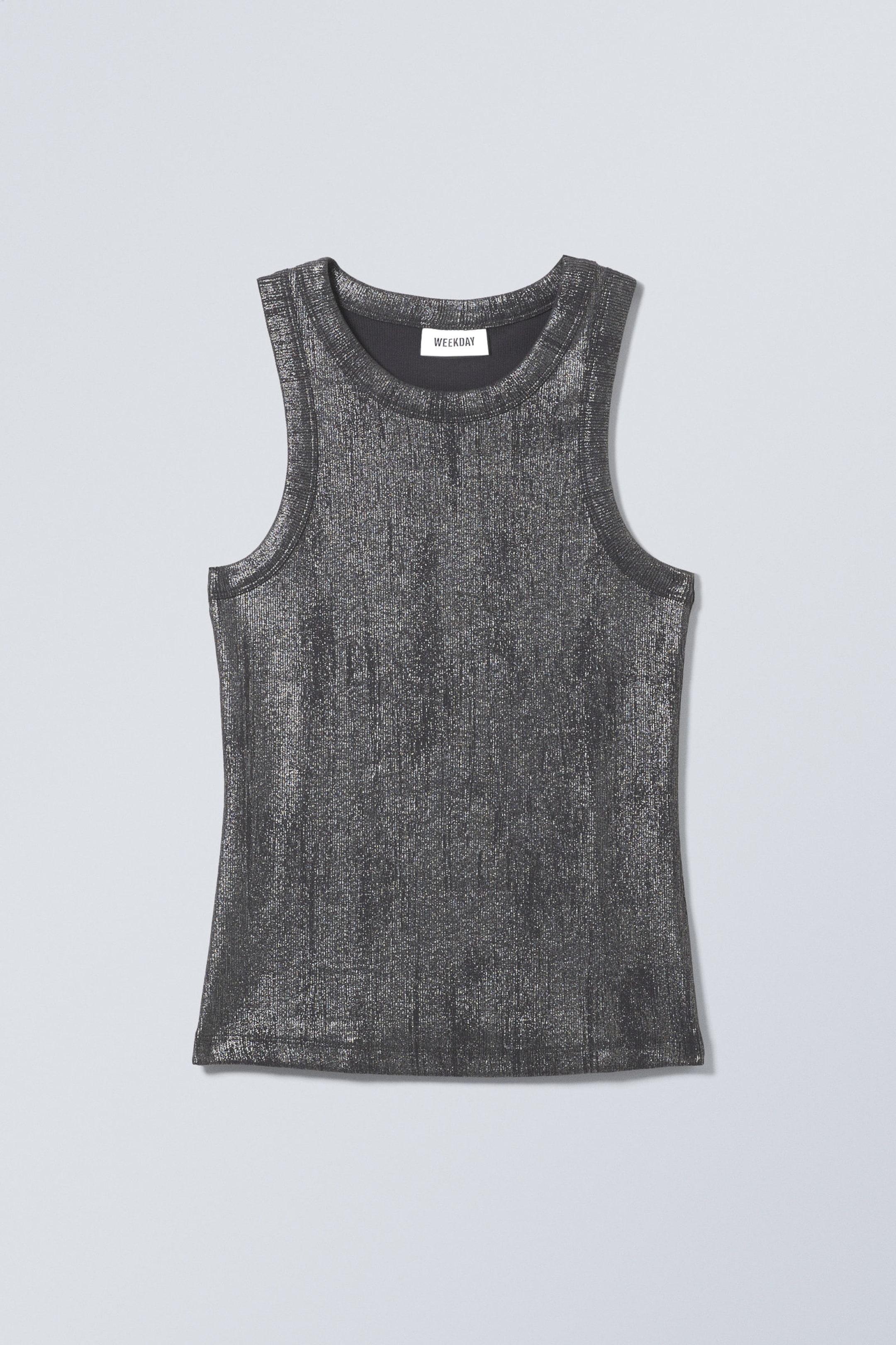 Metallic Dark Grey - Metallic Coated Tank Top - 0