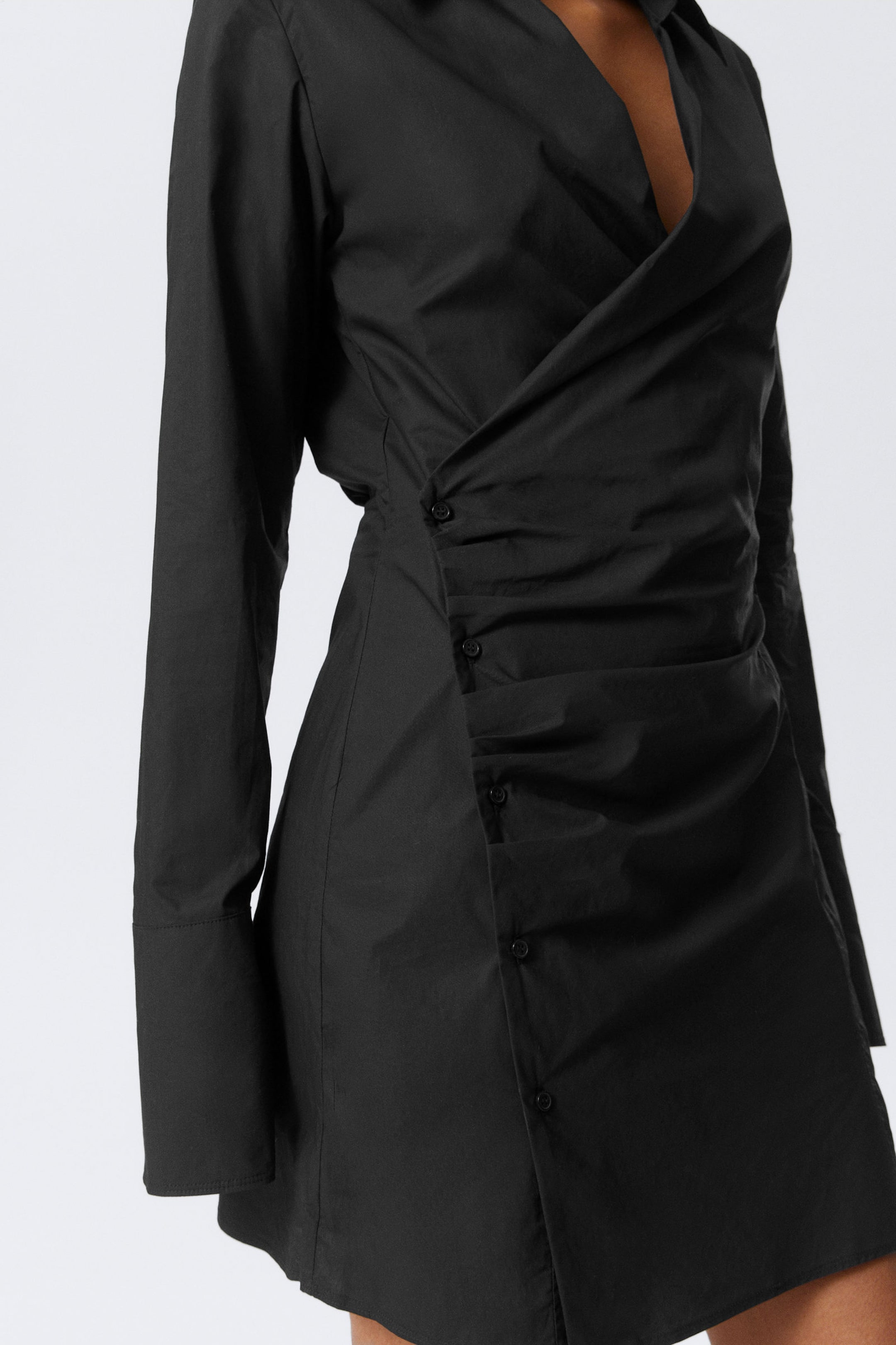 #272627 - Long-Sleeved Asymmetric Mini Shirt Dress - 2