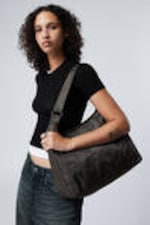 Dark Brown - Piped Shoulder Bag - 0