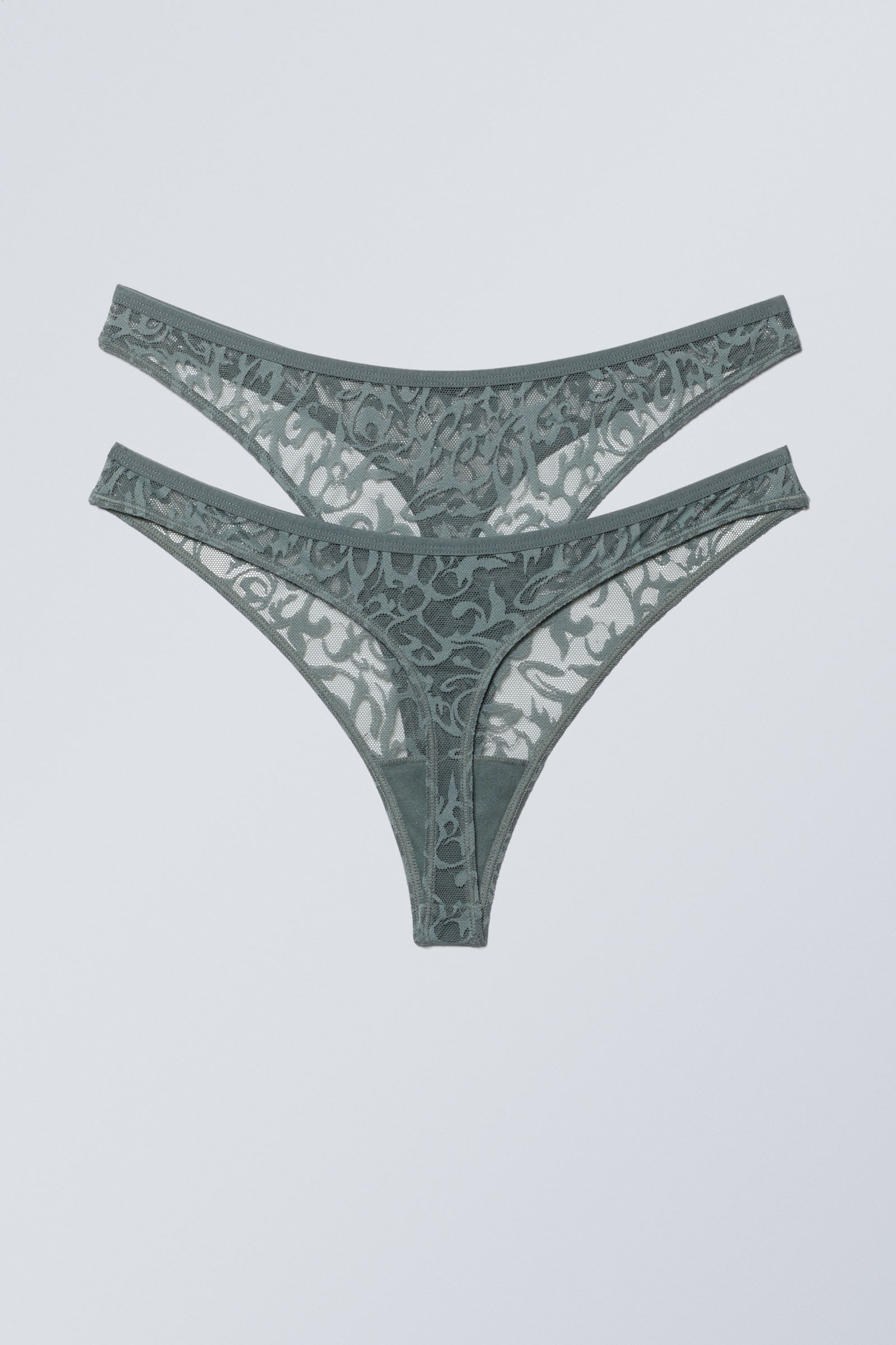 Grey Lace - 2-pack Ash Lace Thong - 1