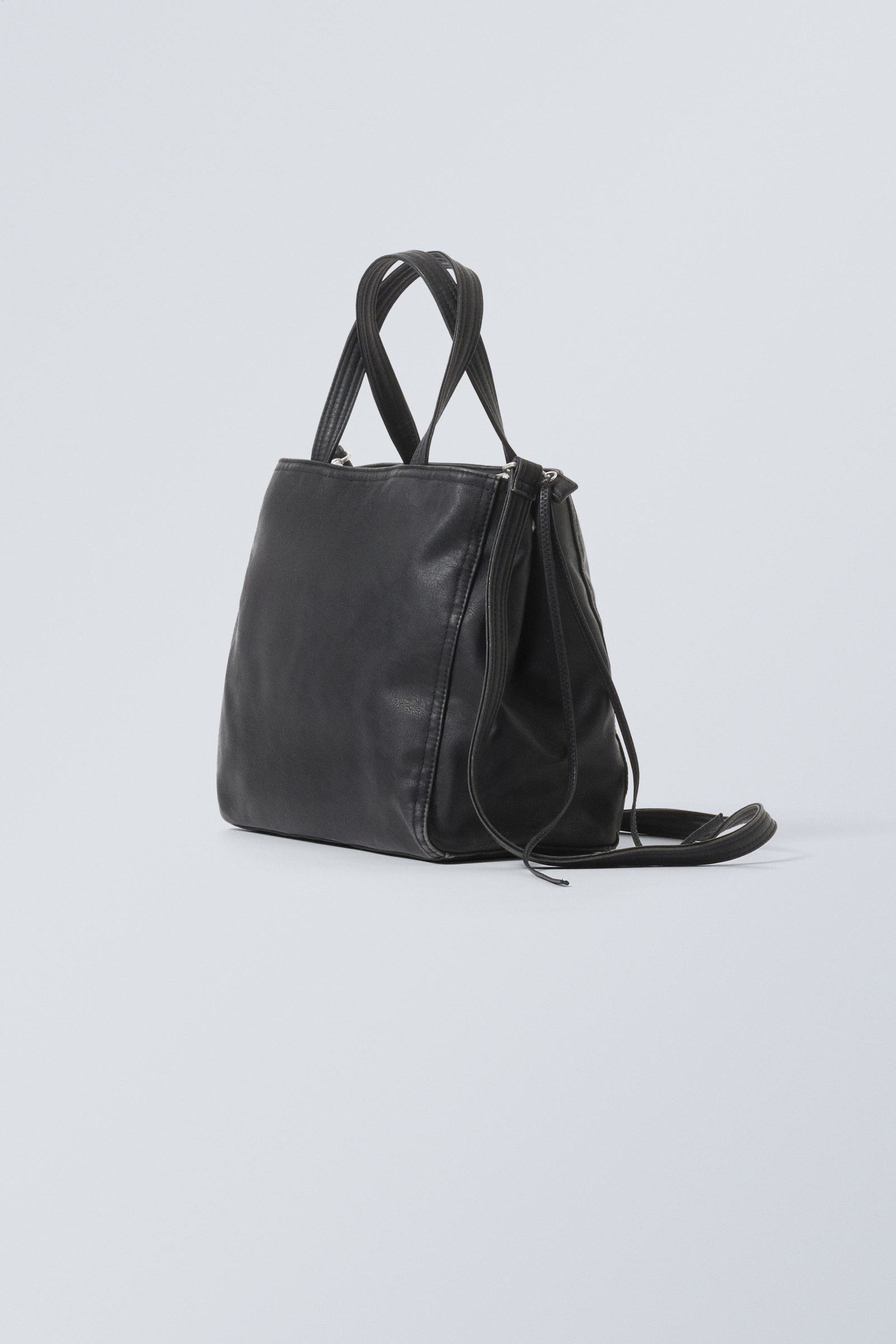 Dark - Medium Faux Leather Tote Bag - 3