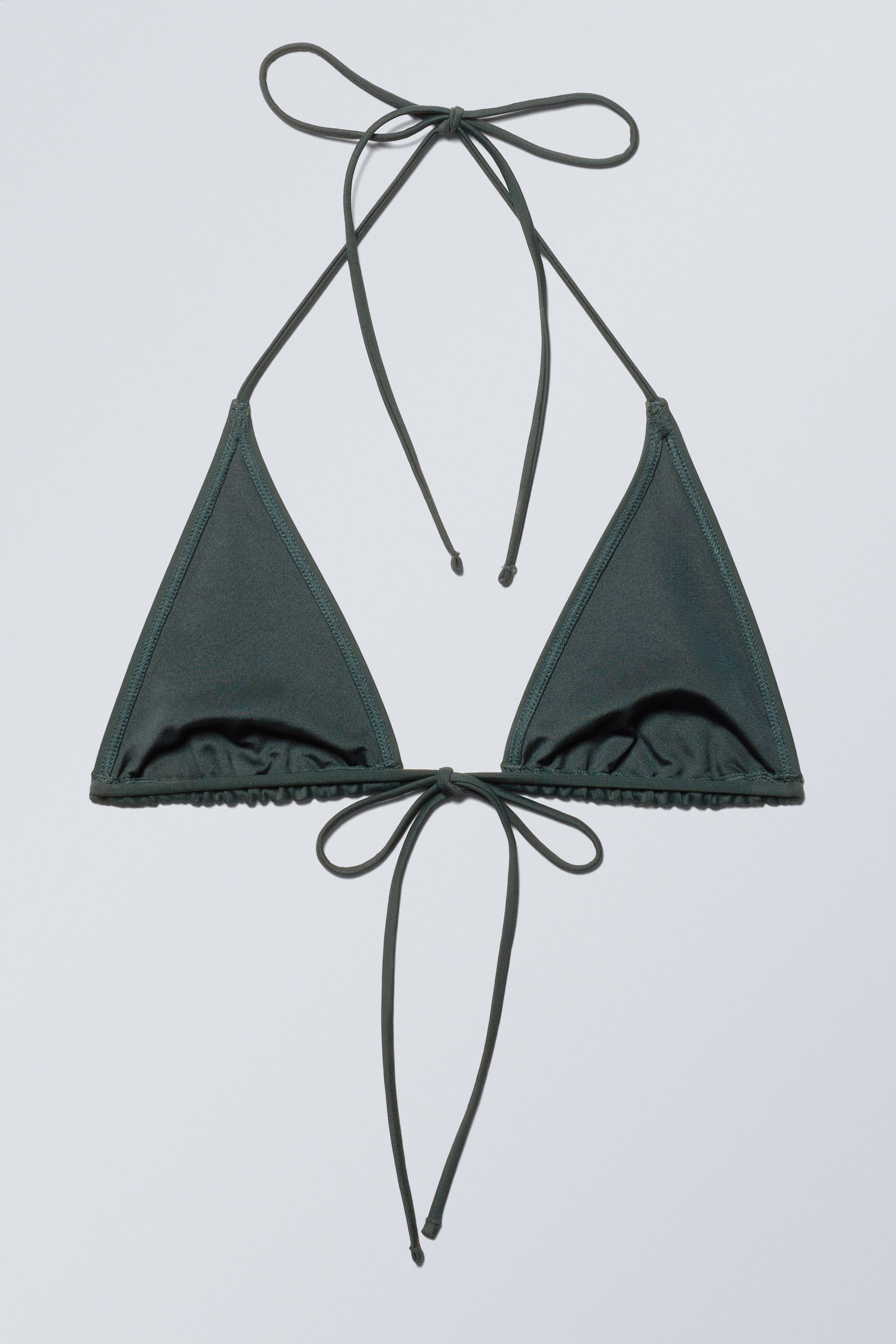 Dark Green - Strappy Triangle Bikini Top - 1