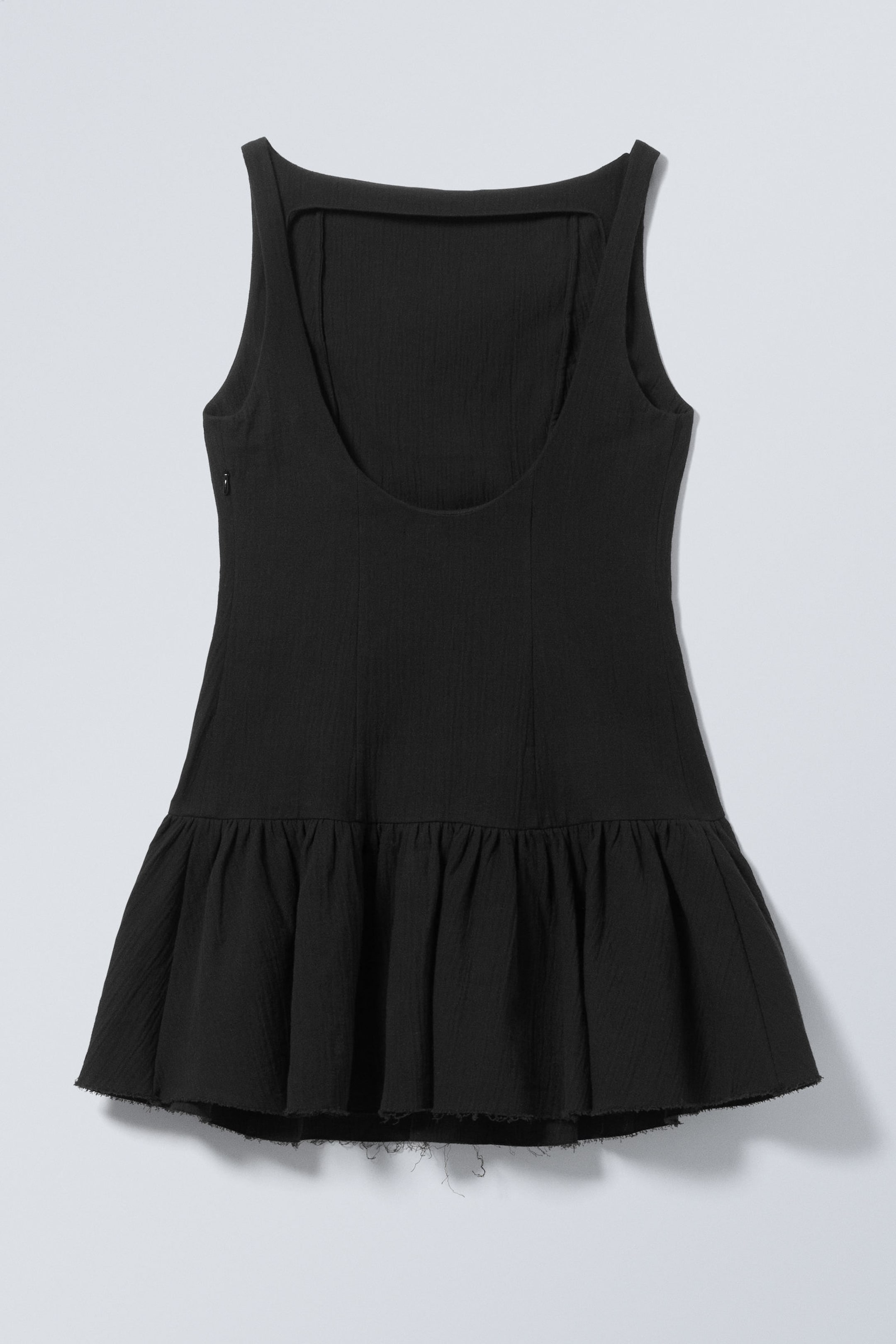 Black - Sleeveless Twill Mini Dress - 3