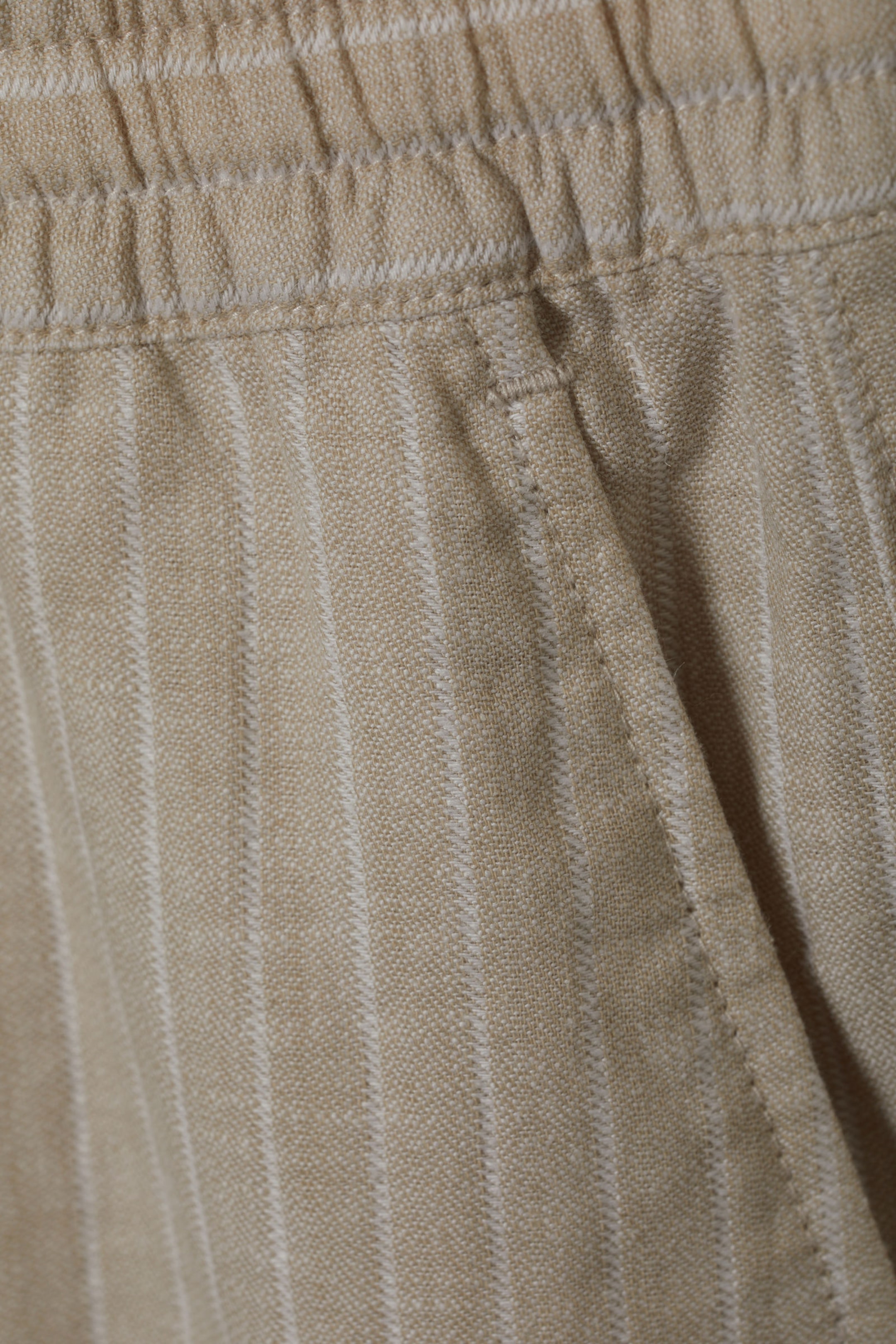 Beige Stripe - Striped Linen Blend Shorts - 1