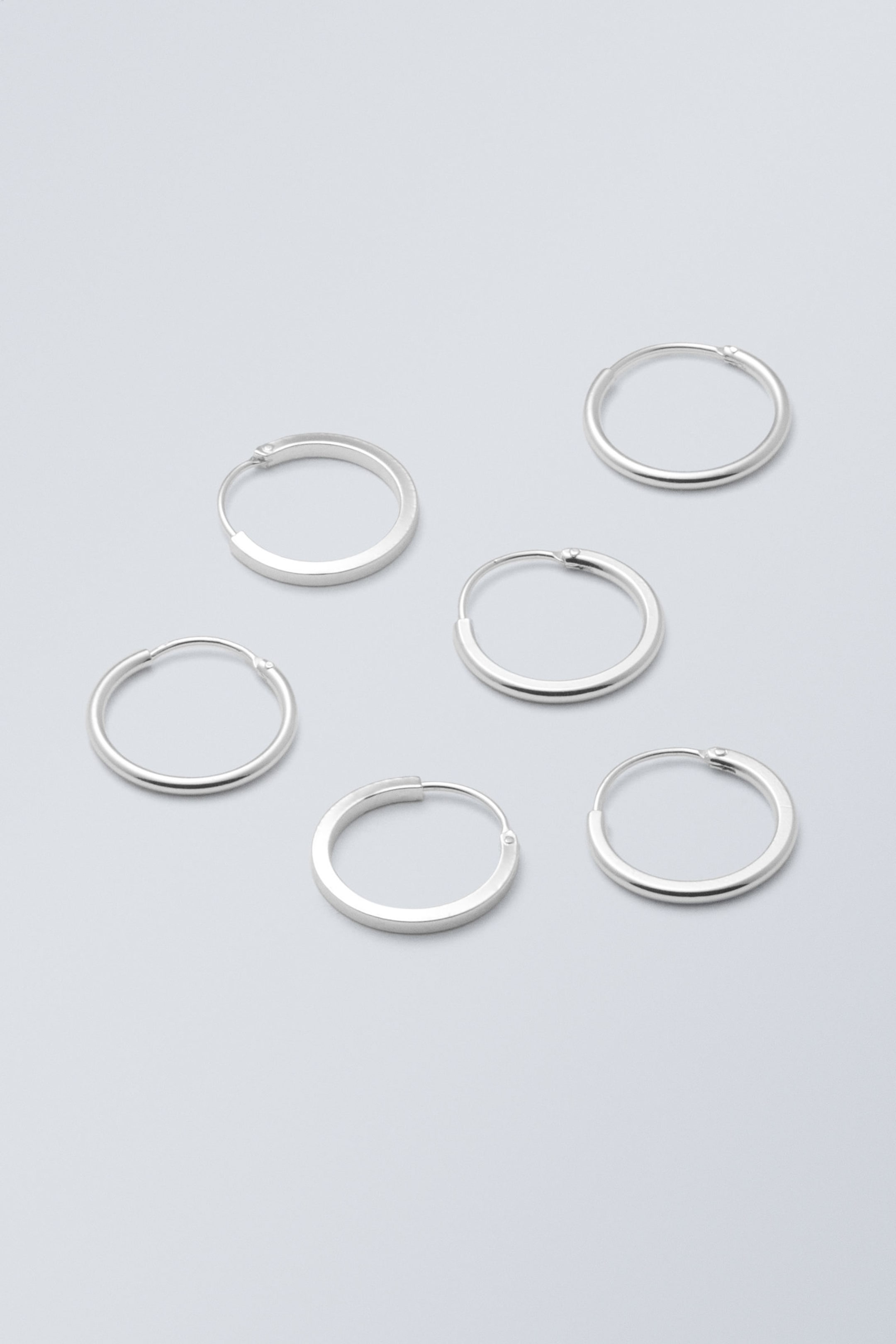 Silver - 3-pack Minimal Hoop Earrings - 0