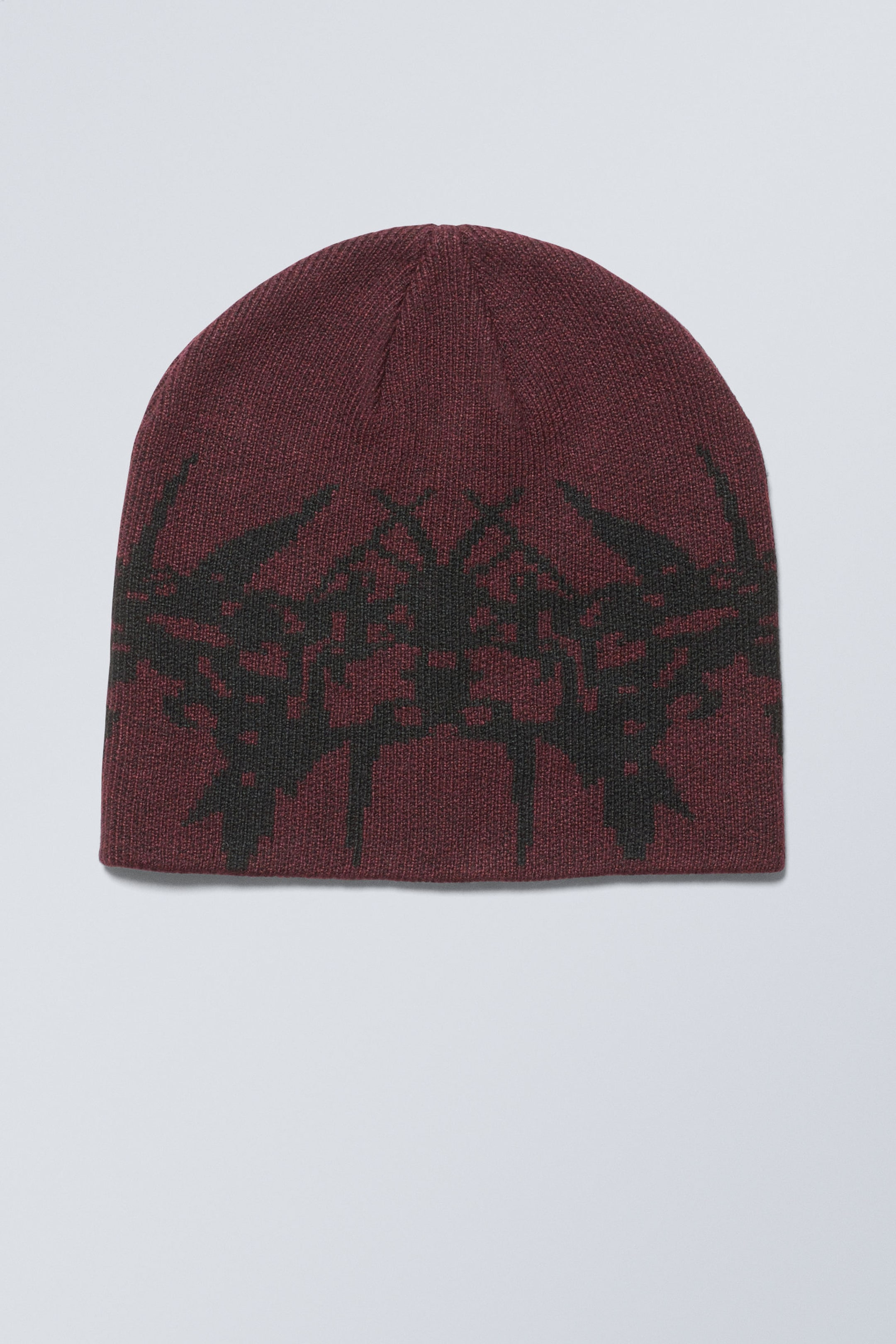 Dunkelrotes Jacquardmuster - Beanie Original - 0