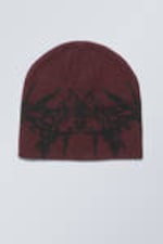 Dunkelrotes Jacquardmuster - Beanie Original - 0