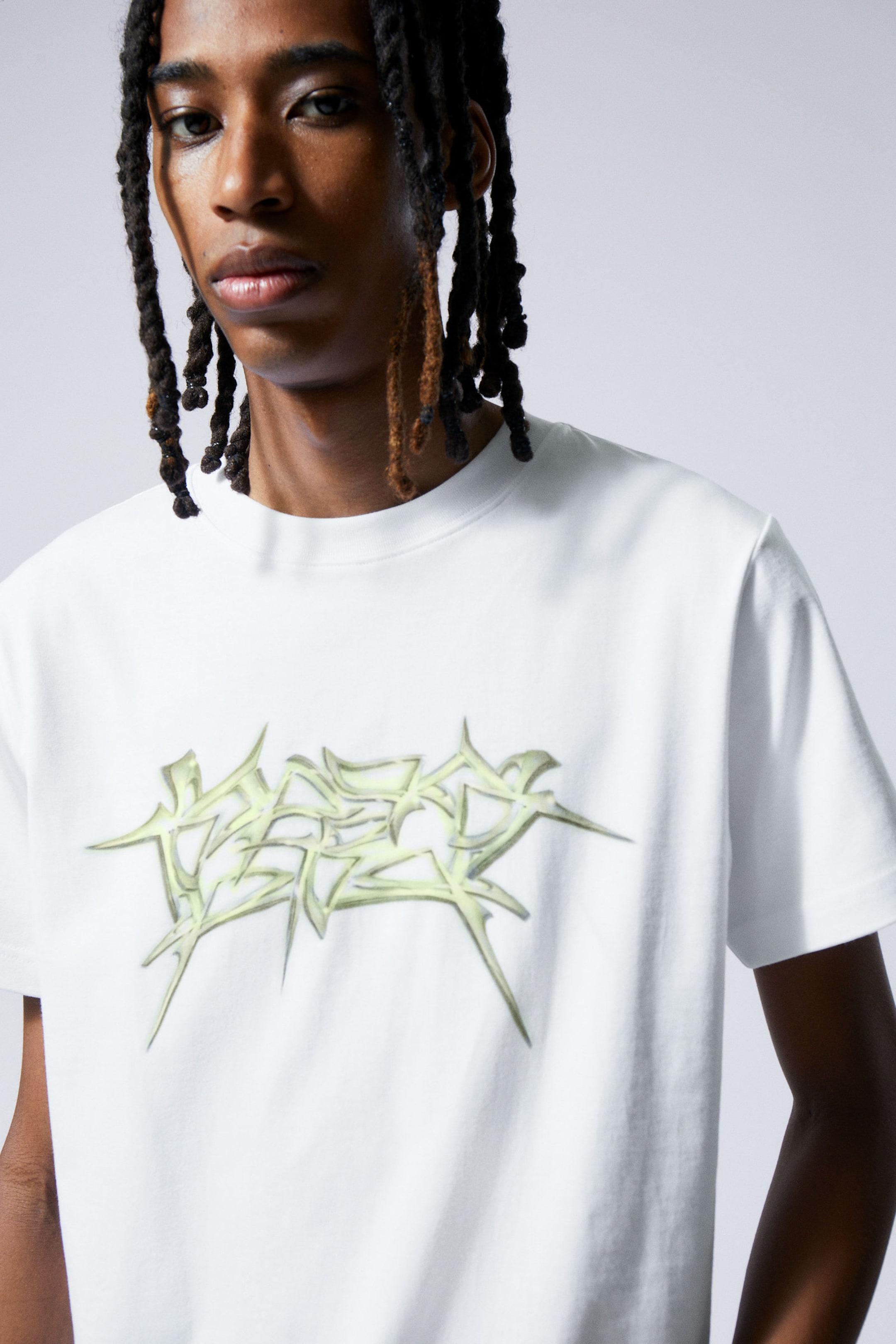 White - Blades of Metal - Boxy Graphic Printed T-Shirt - 1