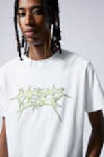 White - Blades of Metal - Boxy Graphic Printed T-Shirt - 1