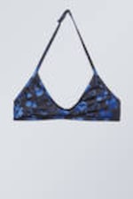 Midnight Flower - Printed Halter Bikini Top - 0