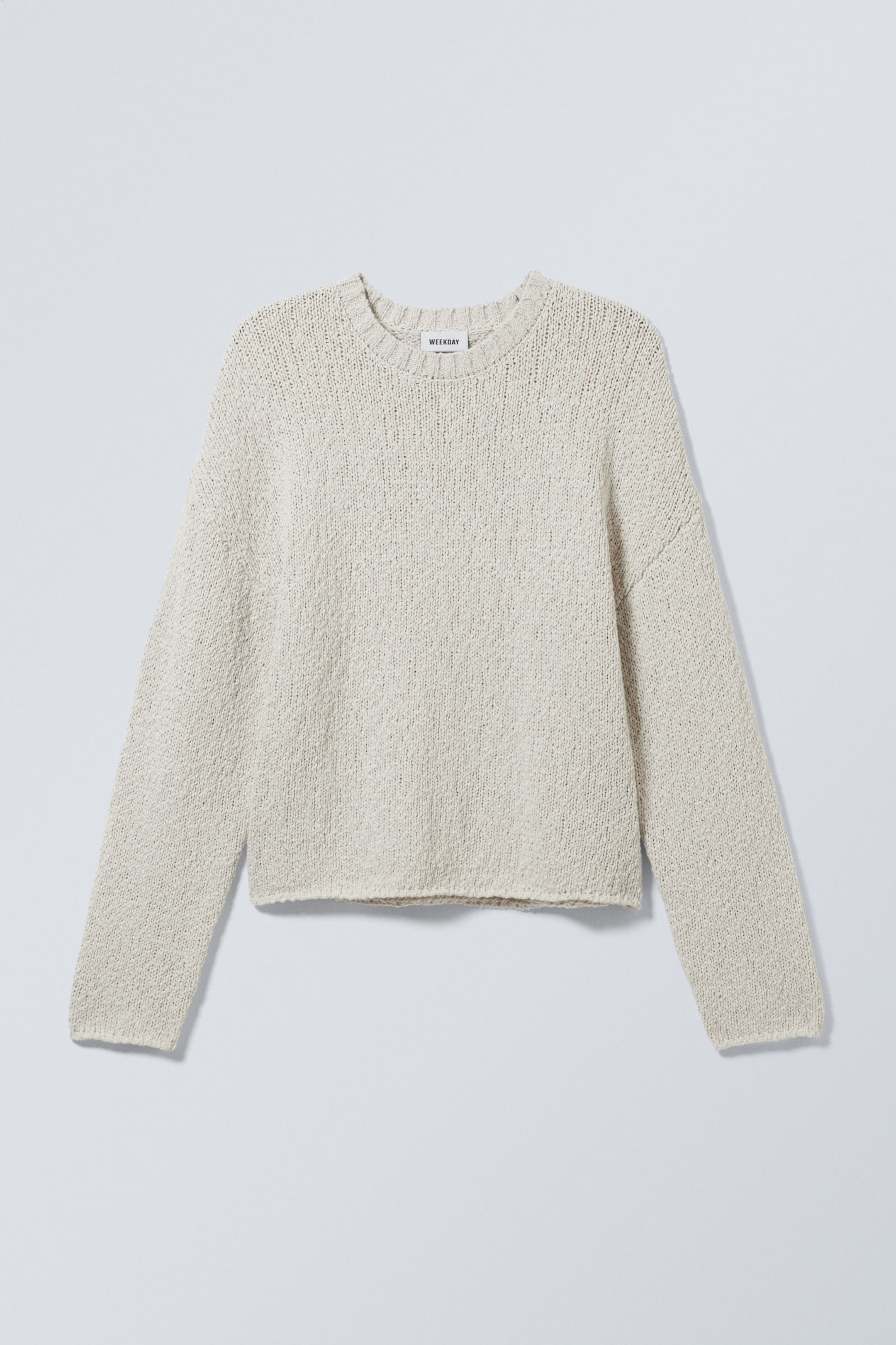 Beige - Cropped Heavy Knitted Sweater - 0