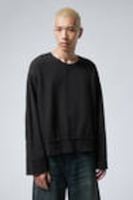 Washed Black - Short Distressed Sweatshirt - 0