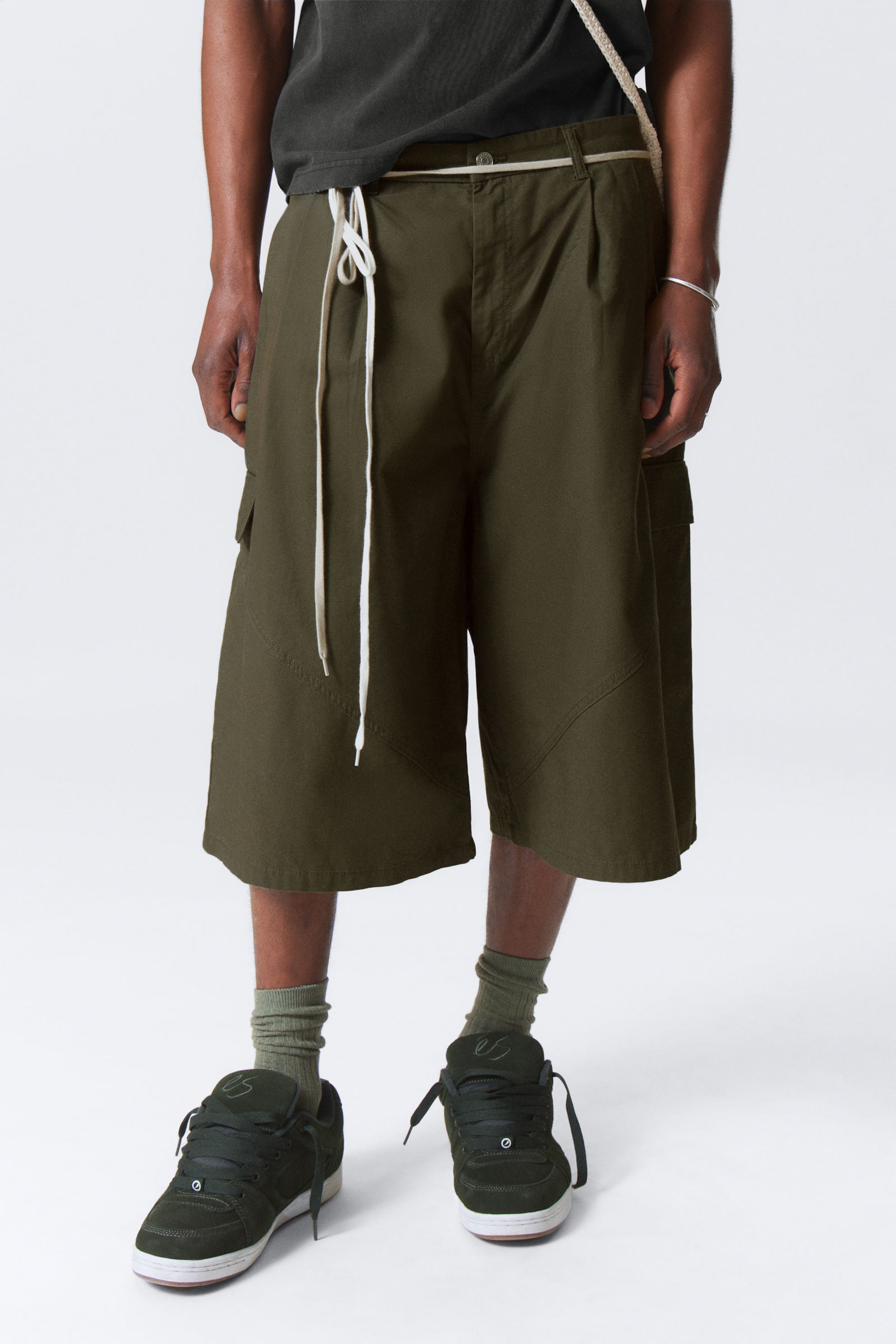 #45463B - Loose Utility Cotton Twill Shorts - 2