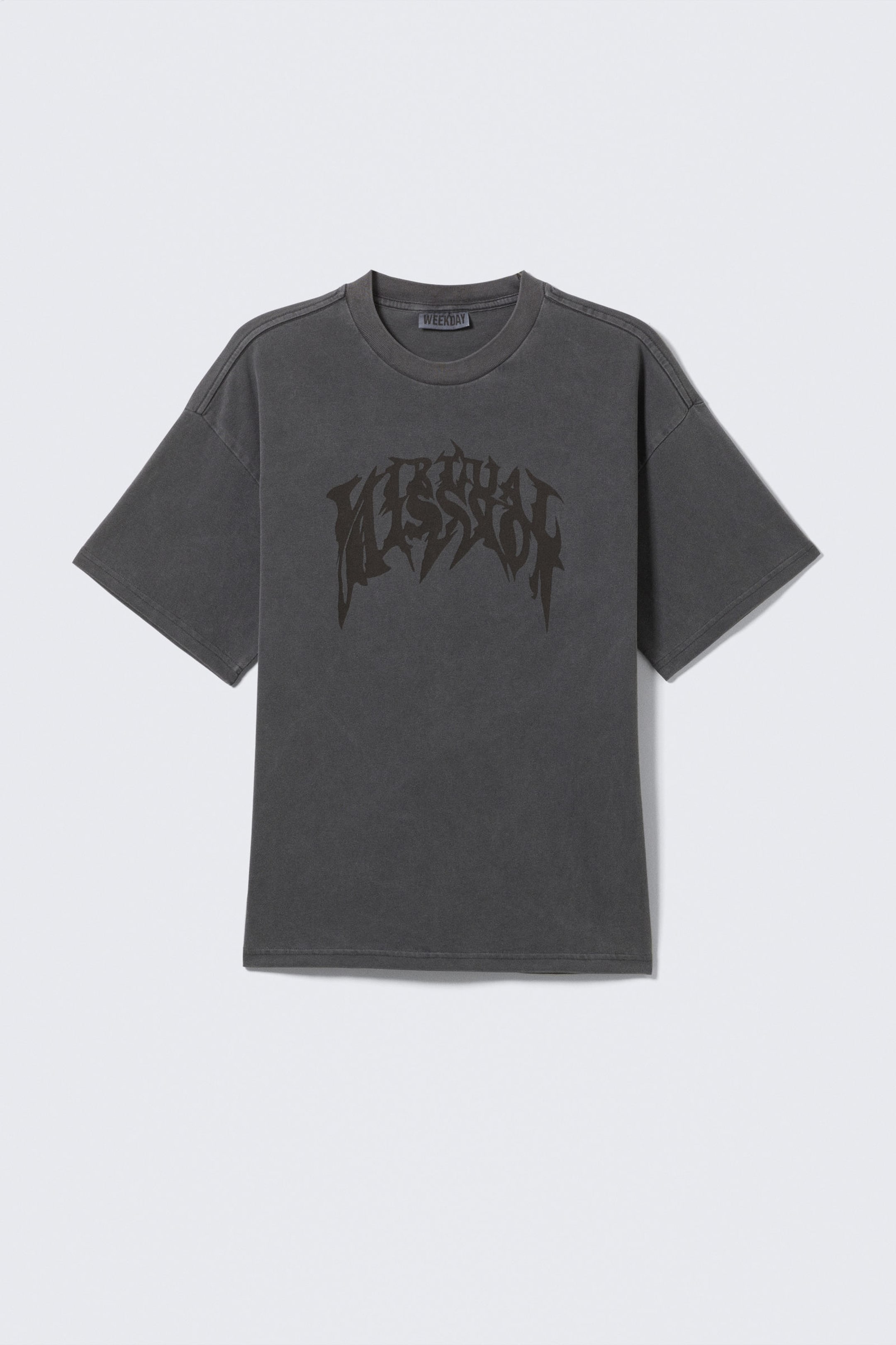 Grau washed - Virtual Mission - Bedrucktes kastiges T-Shirt - 4