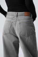 Misty Grey - Hellgrau - Rail Mid Waist Loose Wide Leg Jeans - 3