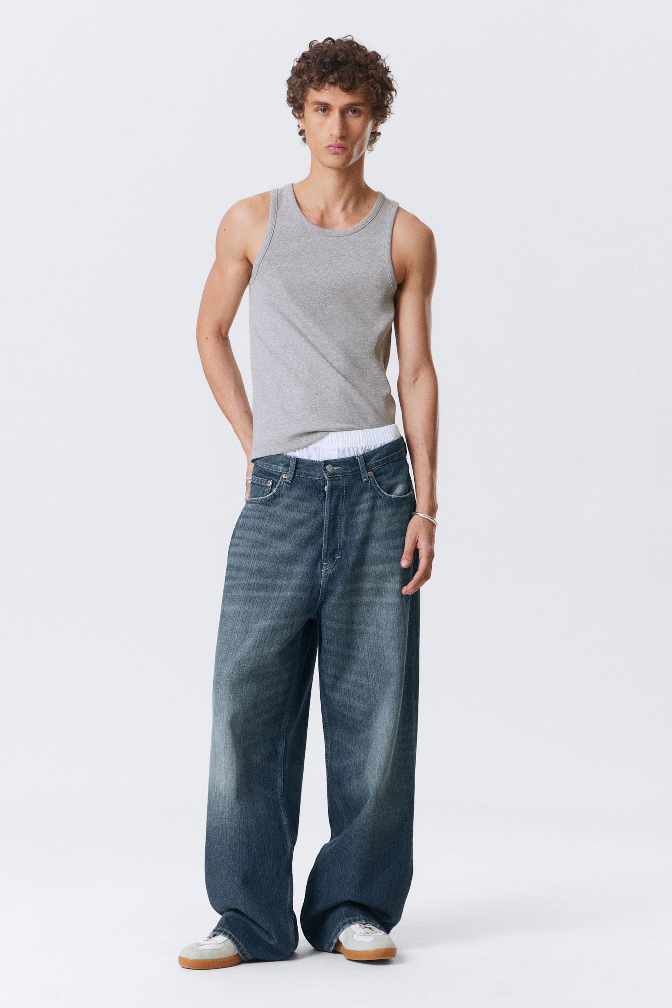 Mine Blue - Medium Blue - Astro Loose Baggy Leg Jeans - 7