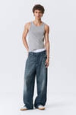 Mine Blue - Medium Blue - Astro Loose Baggy Leg Jeans - 7