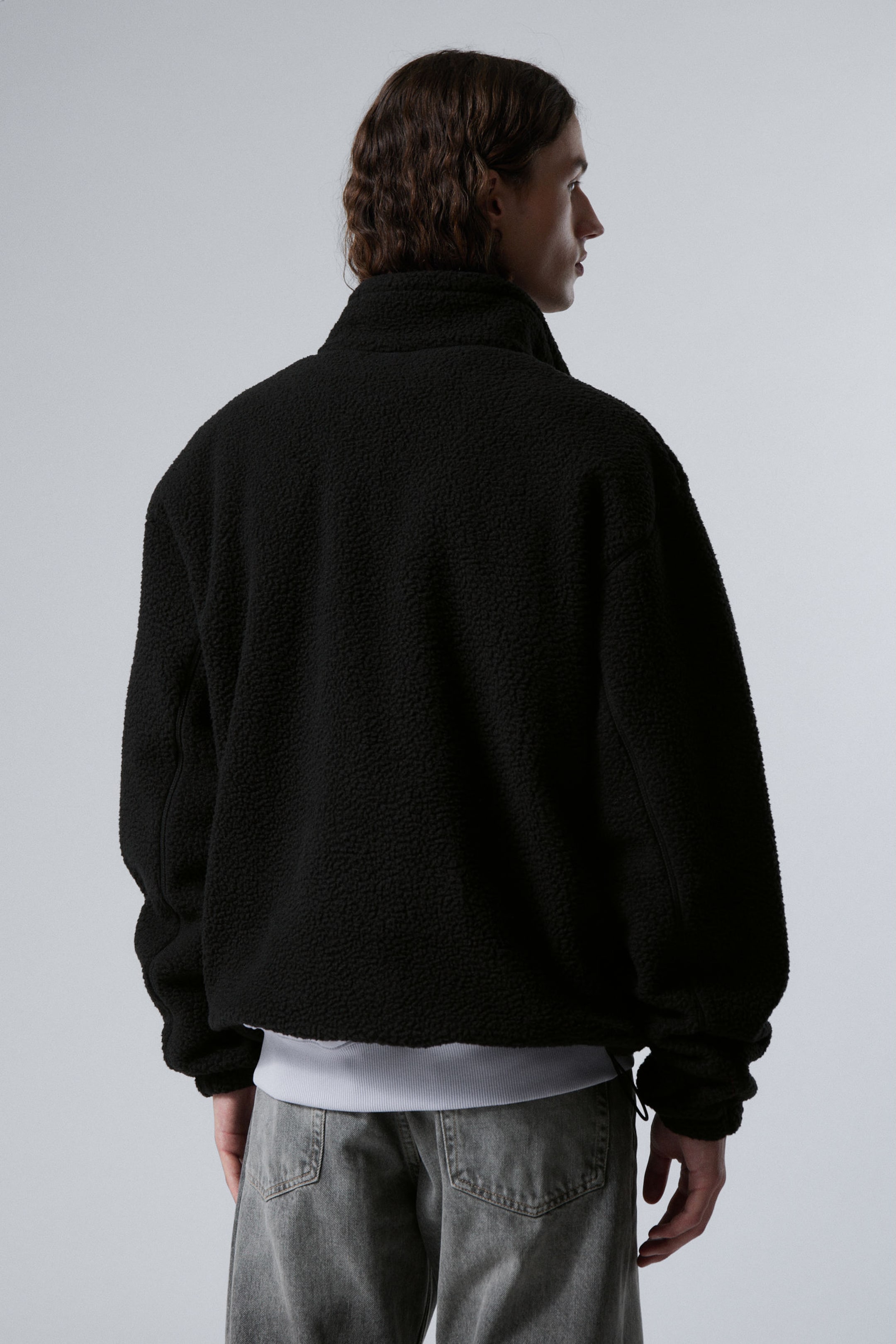 Zwart - Fleece sweatshirt met halve rits - 3