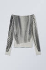 Cable Knit Print - Boatneck Printed Long Sleeve - 0