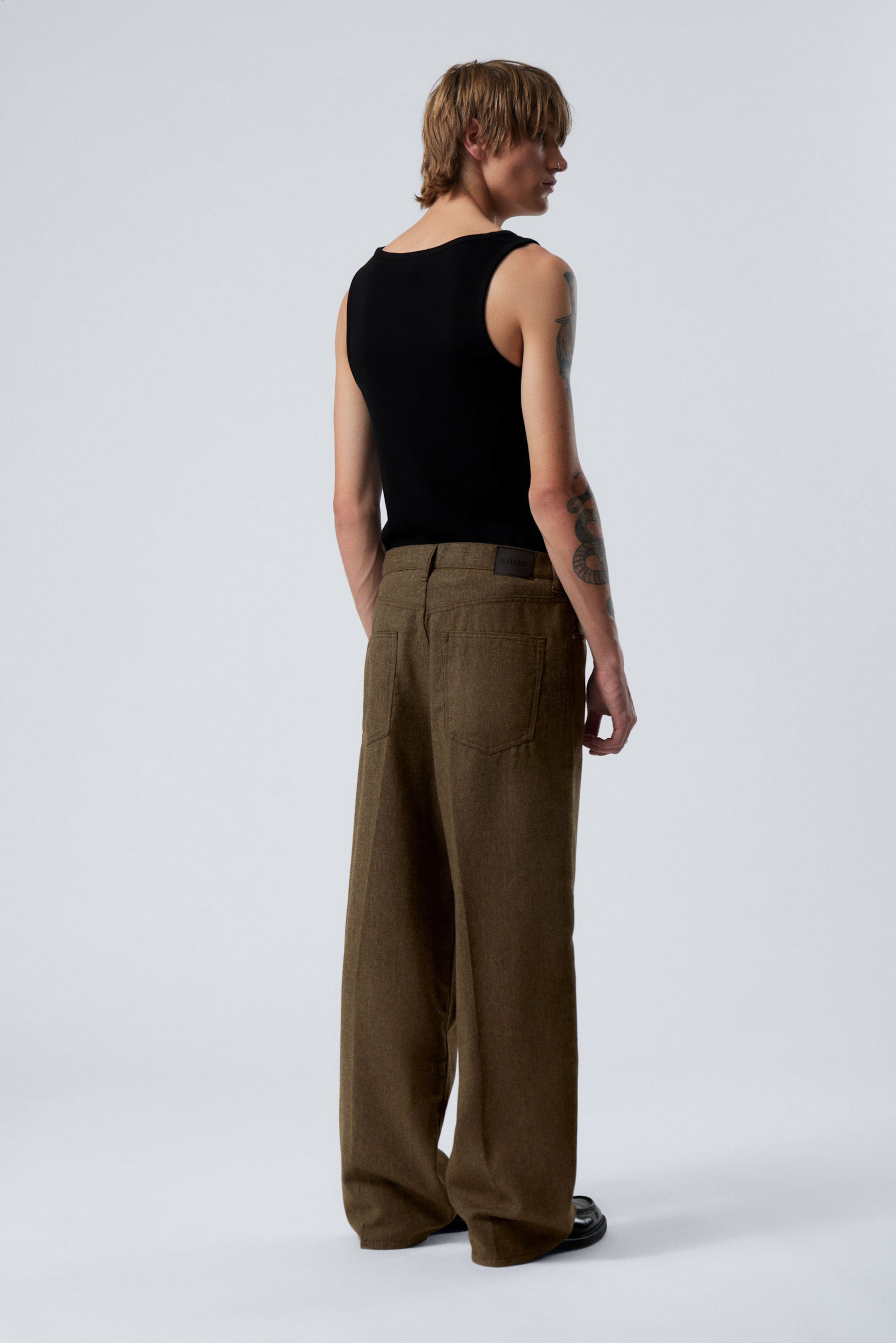 Mole Dark - Astro Loose Baggy Herringbone Trousers - 3