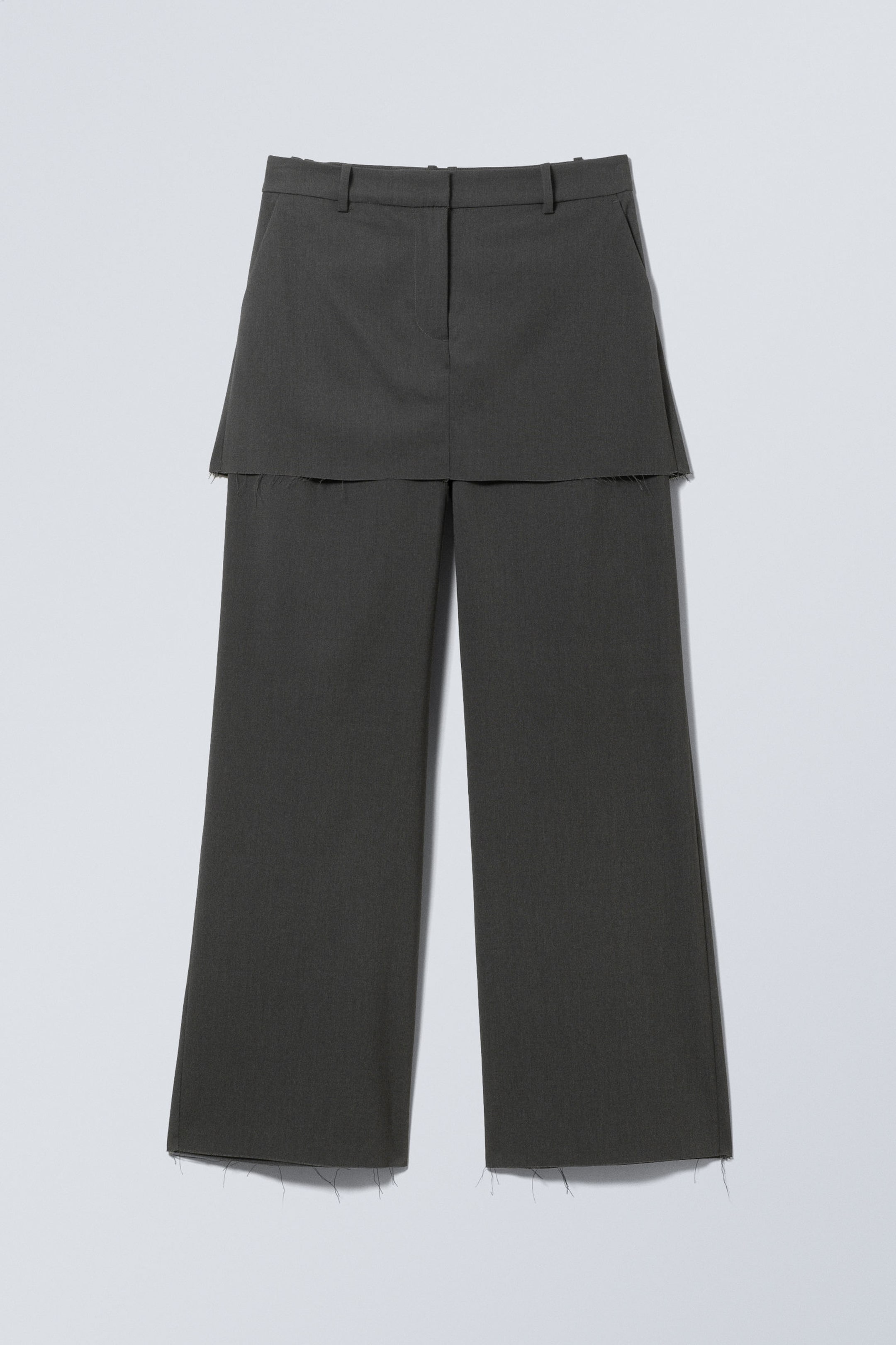 Dark Grey Melange - Suiting Skirt Trousers - 4